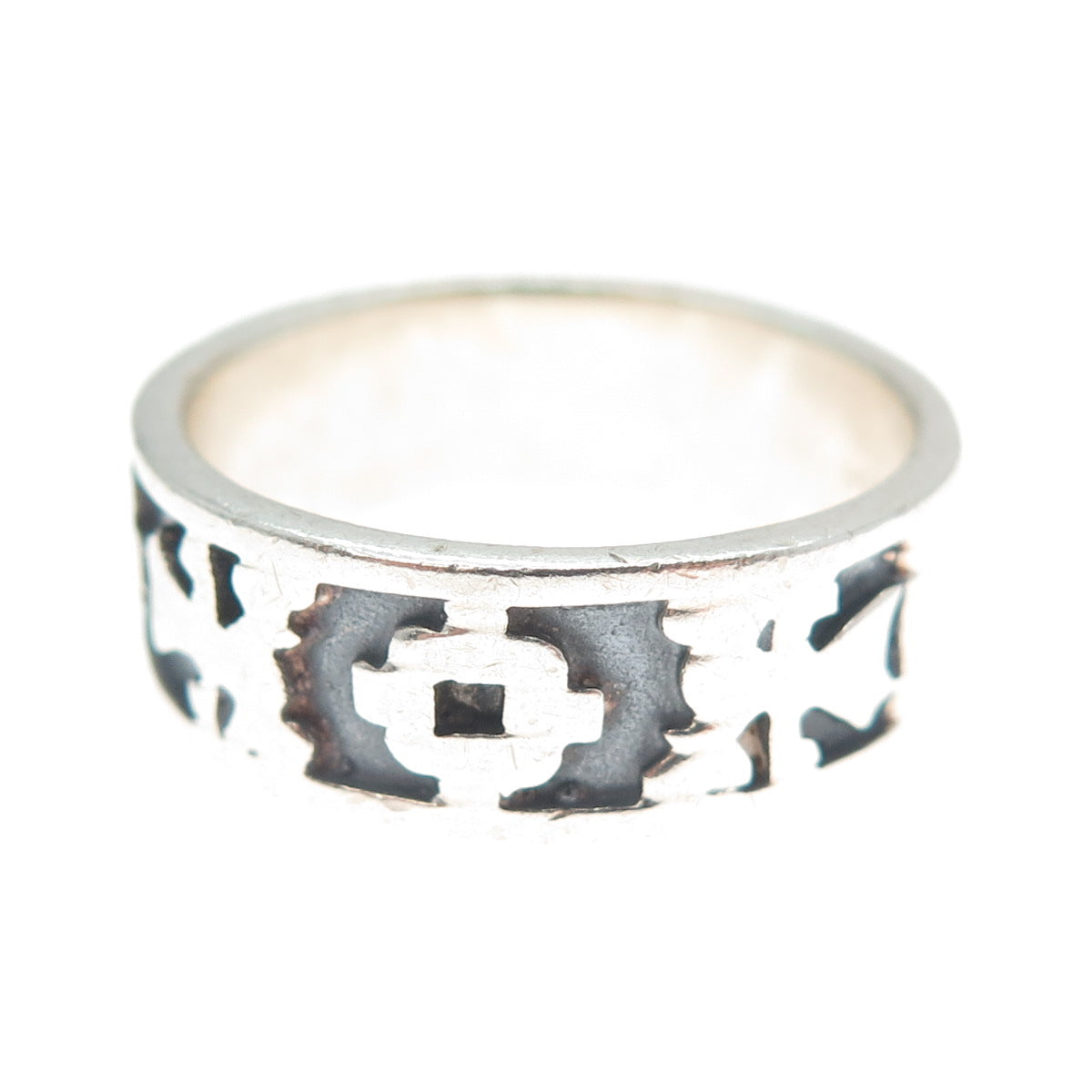 925 Sterling Silver Vintage Ethnic Oxidized Band Ring Size 10