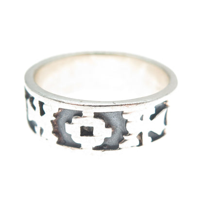 925 Sterling Silver Vintage Ethnic Oxidized Band Ring Size 10