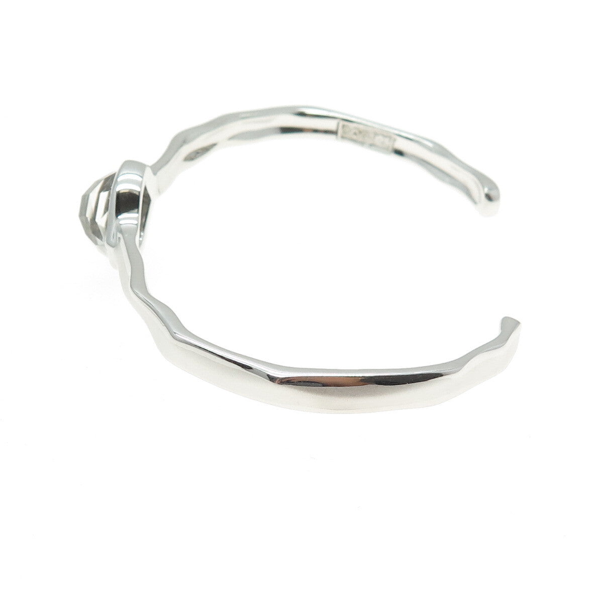 CHARLES GARNIER 925 Sterling Silver Real Clear Quartz Adjustable Bracelet 6.5"