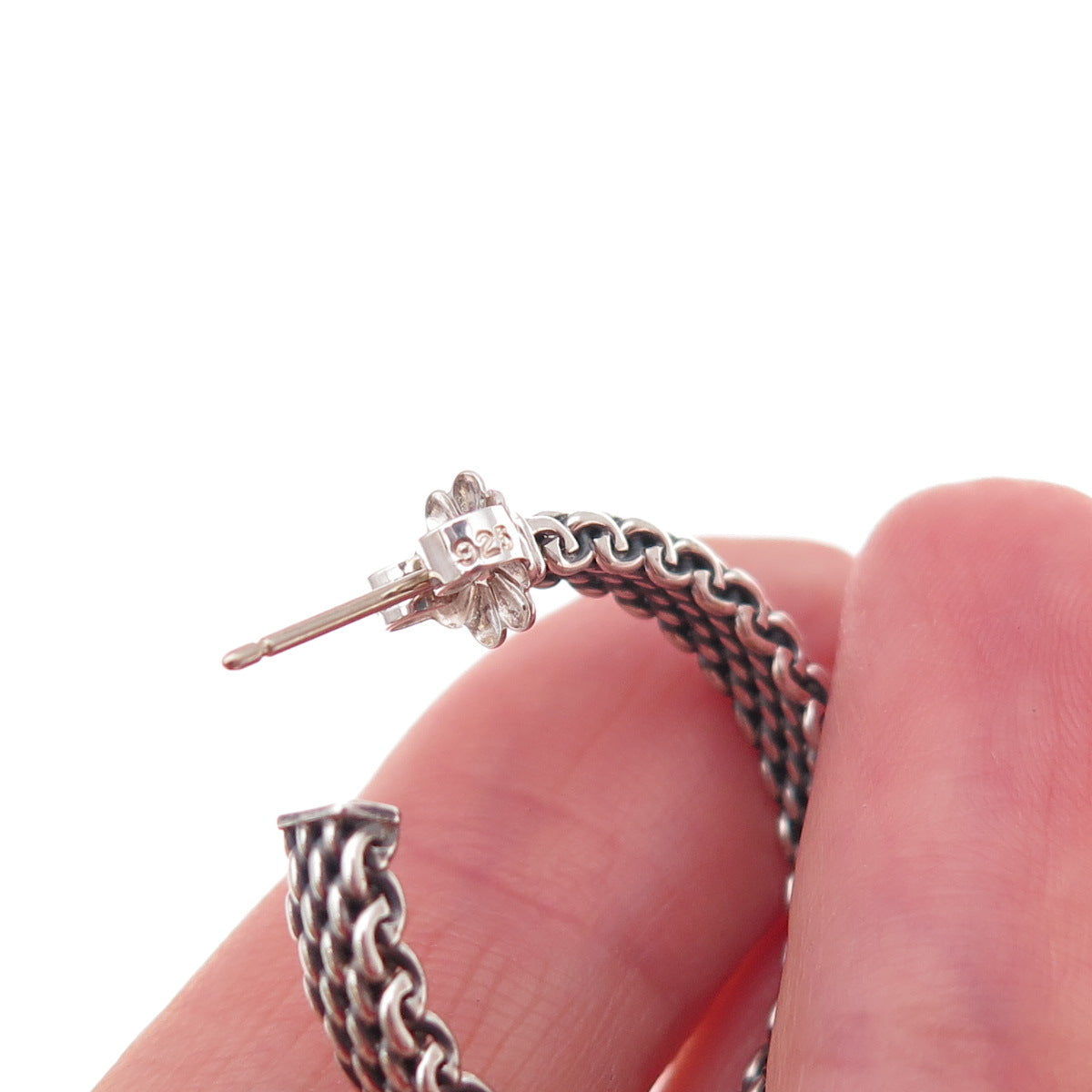 Tiffany & Co. 925 Sterling Silver Vintage Somerset Mesh Hoop Earrings