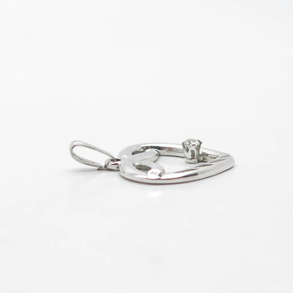 925 Sterling Silver Vintage C Z Open Heart Pendant