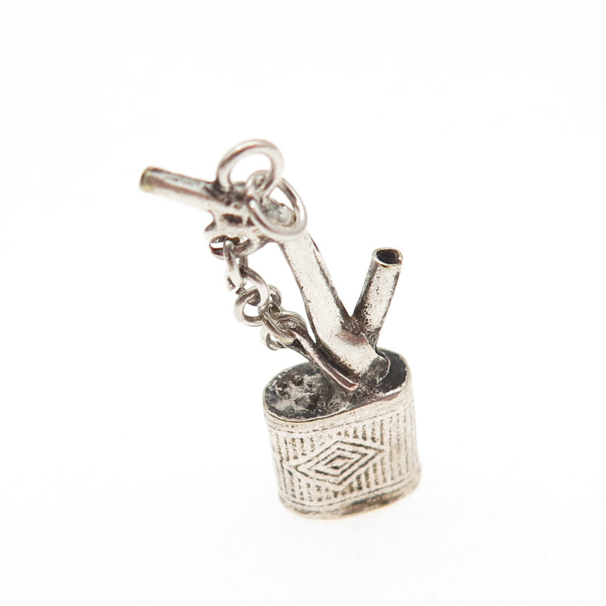 925 Sterling Silver Antique Art Deco Chinese Pipe 3D Mini Charm Pendant