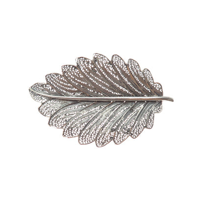 925 Sterling Silver Vintage Floral Leaf Filigree Oxidized Pin Brooch