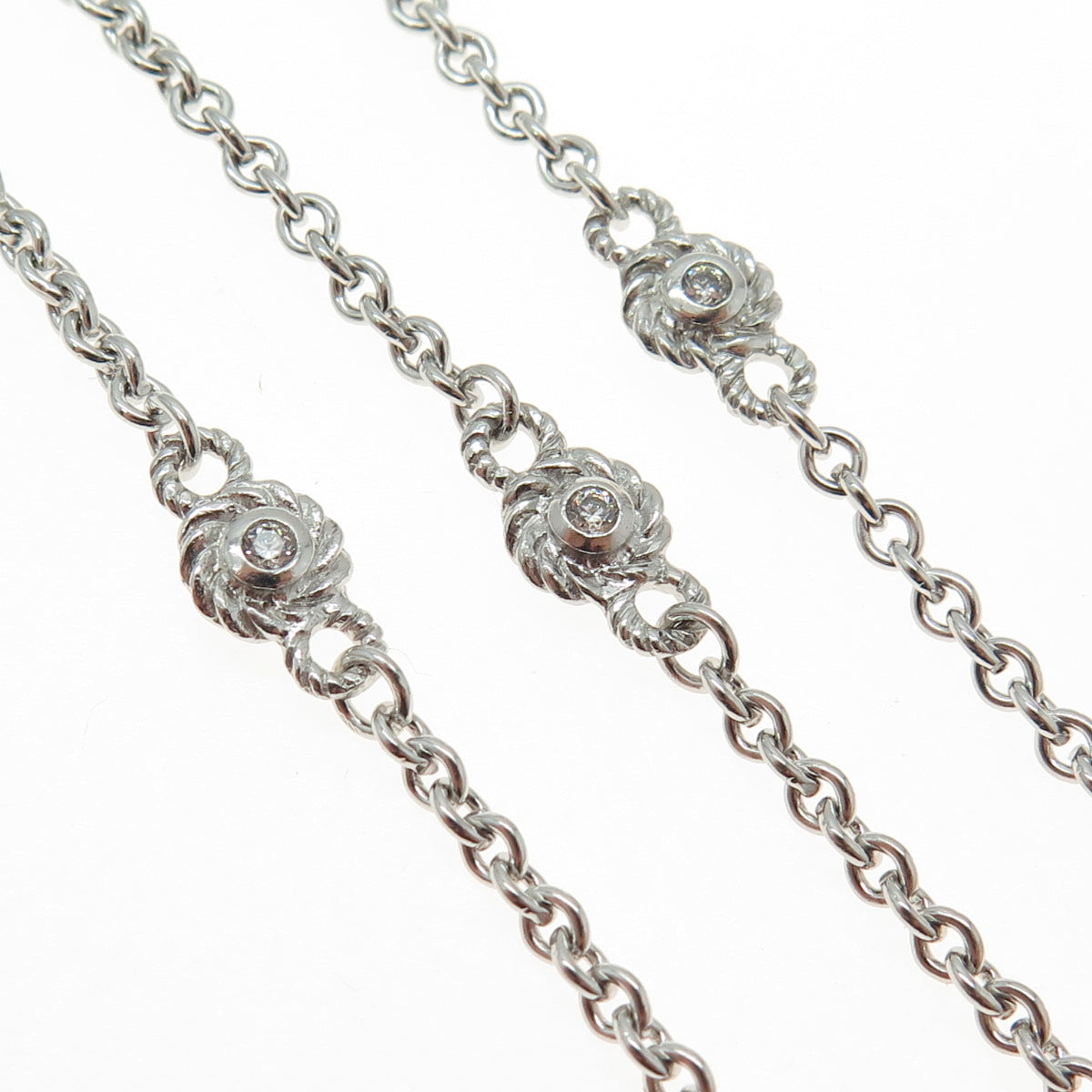 JUDITH RIPKA Sterling Silver Round-Cut C Z By The Yard Cable Chain Necklace 36"