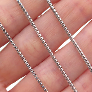 925 Sterling Silver Italy Round Box Chain Necklace 18"