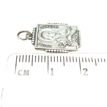 BLI 925 Sterling Silver Antique Art Deco St. Goretti Religious Pendant