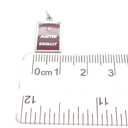 925 Sterling Silver Red Enamel I Matter Equally Minimalist Charm Pendant