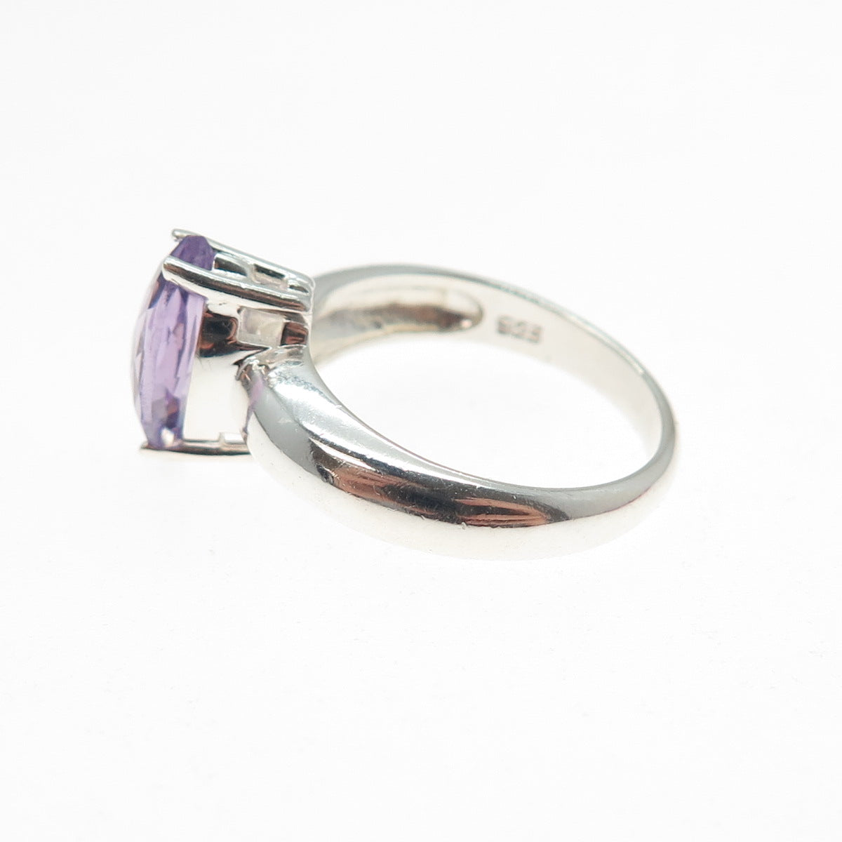 CLYDE DUNEIER CID 925 Sterling Silver Vintage Real Amethyst Ring Size 6.75