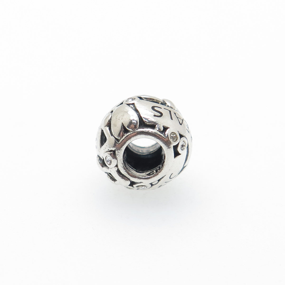 CHAMILIA 925 Sterling Silver Round-Cut C Z Music Heals The Soul Bead Charm