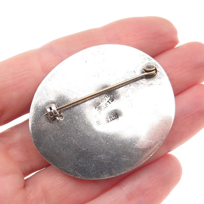 Native Crafts Sterling Silver Antique Art Deco Ceramic Greek Scene Pin Brooch