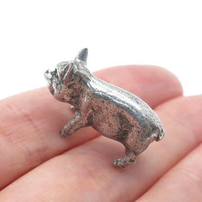 925 Sterling Silver Vintage Little Pig Oxidized 3D Miniature
