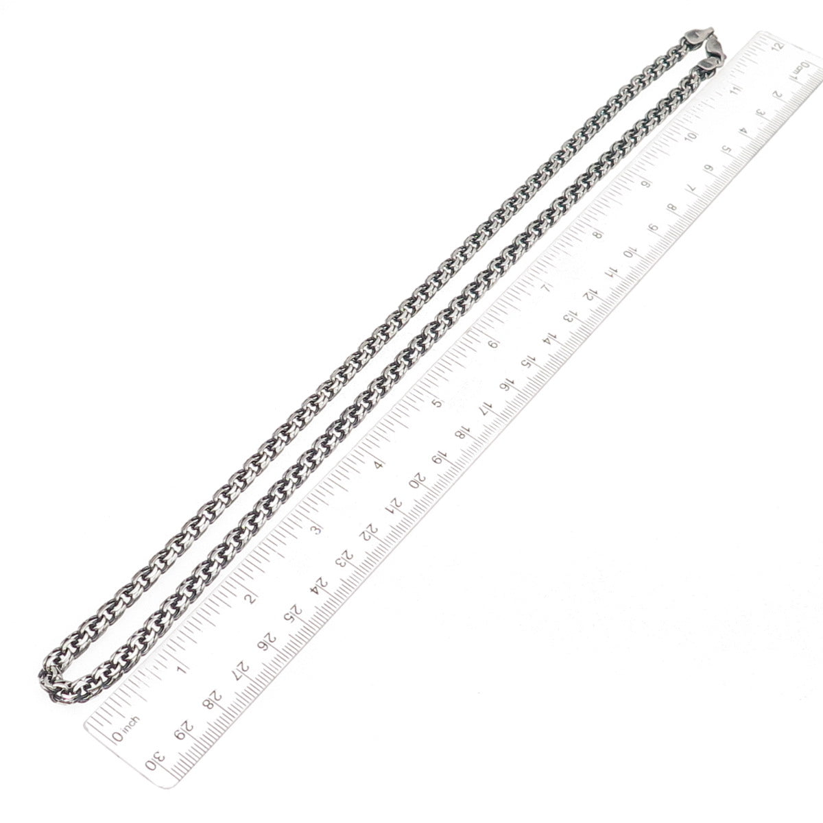 875 Silver Vintage Bismark Oxidized Chain Necklace 24"