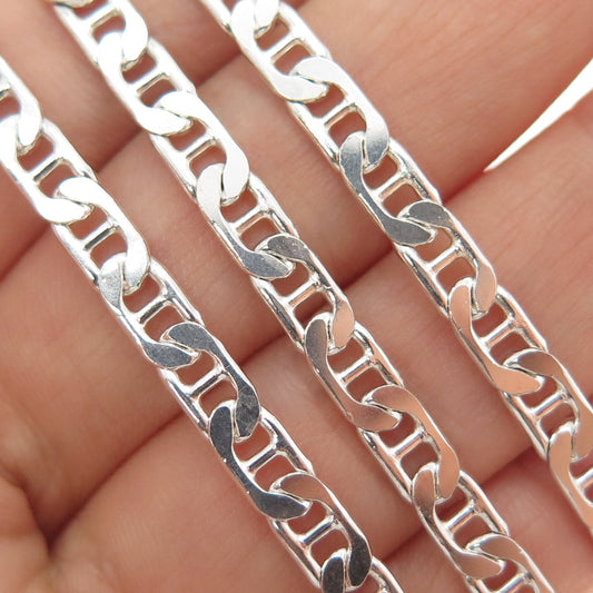 925 Sterling Silver Vintage Italy Anchor Mariner Chain Necklace 18"