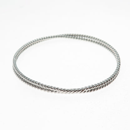 SAI 925 Sterling Silver Twisted Interlocked Crisscross Bangle Bracelet 8"