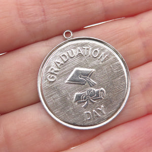 925 Sterling Silver Vintage Graduation Day Oxidized Charm Pendant
