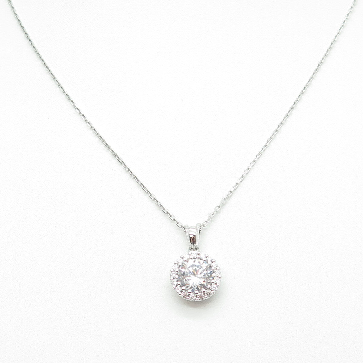 925 Sterling Silver Round-Cut C Z Sparkle Cable Chain Necklace 16-18"