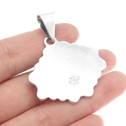 925 Sterling Silver Vintage CII Mexico Real Blue Lace Agate Spiral Pendant