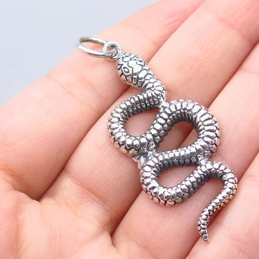 925 Sterling Silver Vintage Snake Crawl Pendant