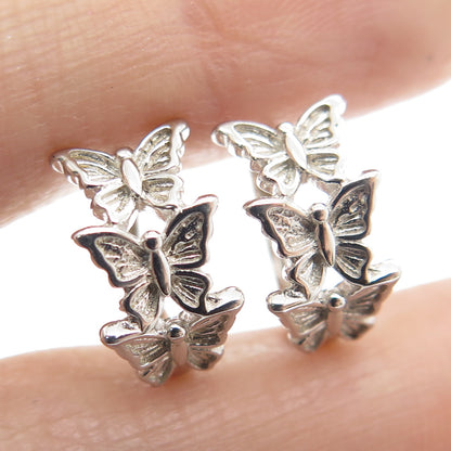 925 Sterling Silver Butterfly Hoop Earrings