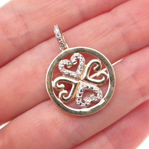925 Sterling Silver Gold Plated Real Diamond Accent Heart Charm Pendant