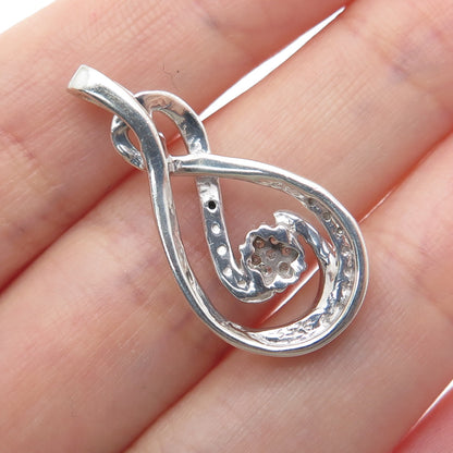 925 Sterling Silver Real Round-Cut Black & White Diamond Infinity Pendant