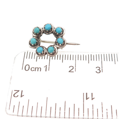Old Pawn 925 Sterling Silver Vintage Southwestern Turquoise Snake Eye Pin Brooch