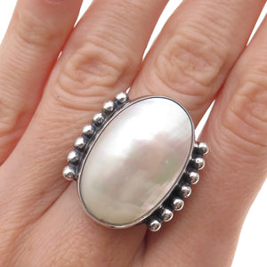 Gilo & Grace Nakai Navajo Old Pawn 925 Sterling Silver Vintage MOP Ring Size 8