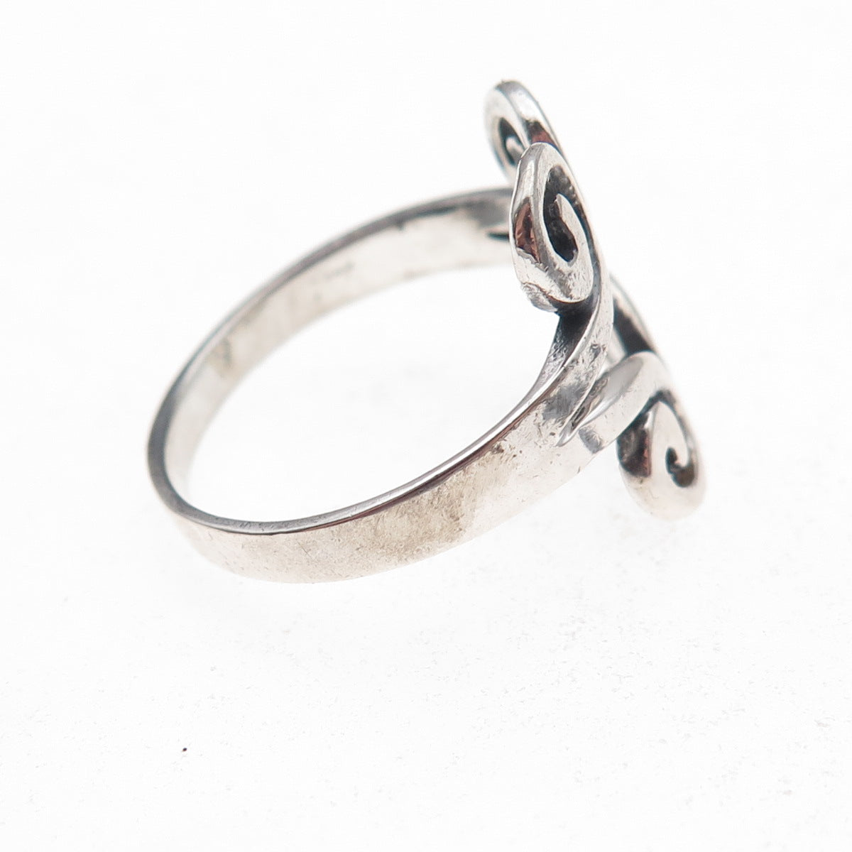 925 Sterling Silver Vintage Modernist Spiral Oxidized Ring Size 8.75