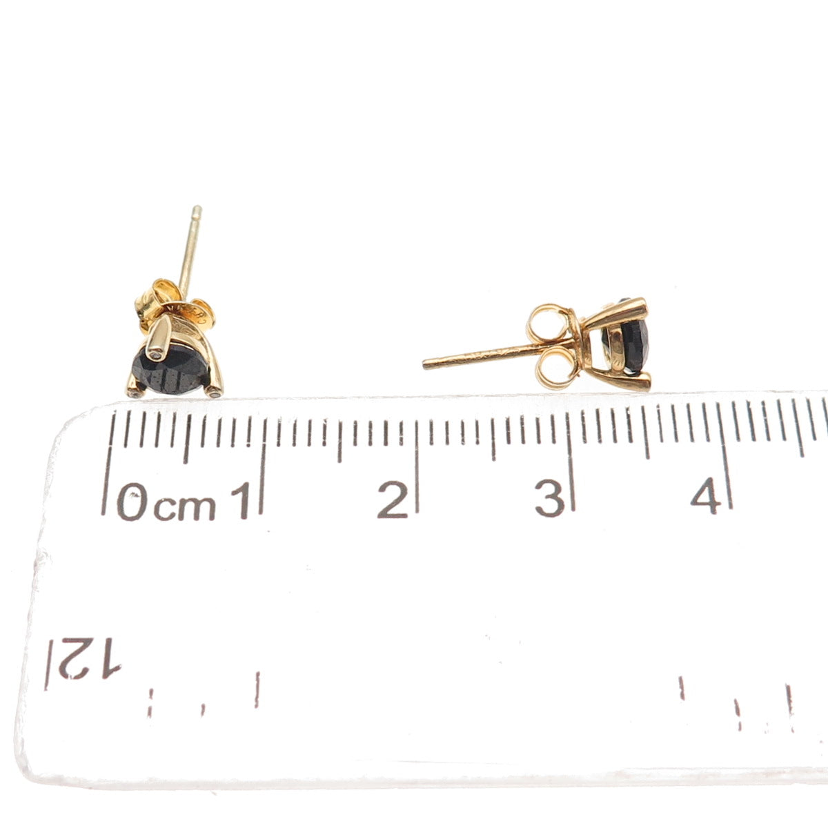 DBJ Dee Berkle 925 Sterling Silver Gold Plated Real Sapphire & C Z Stud Earrings