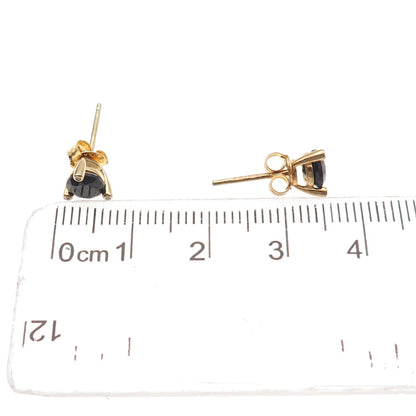 DBJ Dee Berkle 925 Sterling Silver Gold Plated Real Sapphire & C Z Stud Earrings