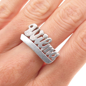 925 Sterling Silver Vintage Wilma Name Ring Size 8.5