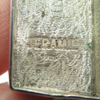 JERAMIE 925 Sterling Silver Vintage Real Opal Modernist Slide Pendant