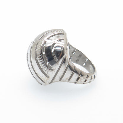 925 Sterling Silver Italy Modernist Ribbed Dome Ring Size 7.5