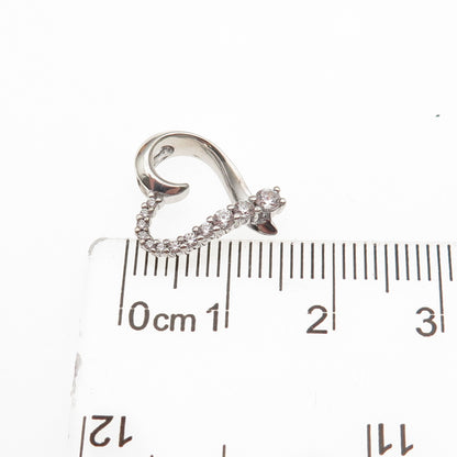 Sai 925 Sterling Silver Round-Cut Graduated C Z Heart Mini Slide Charm Pendant
