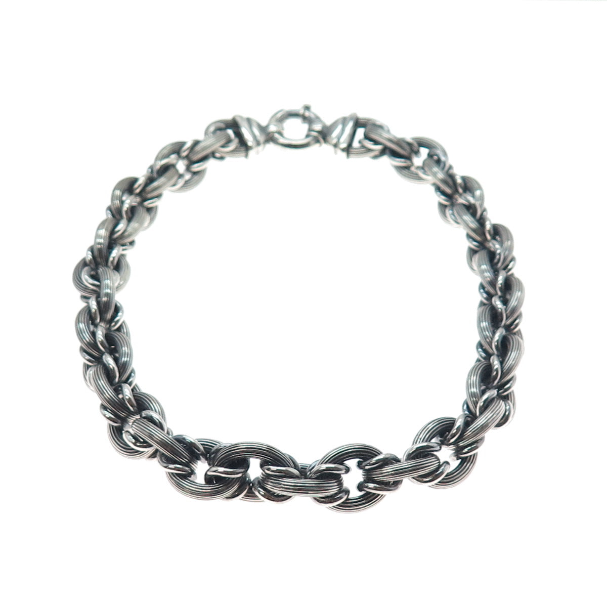 925 Sterling Vintage Italy Heavy 164.5g Modernist Oxidized Chain Necklace 16"