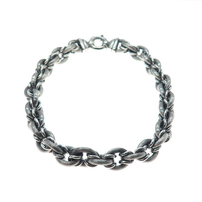 925 Sterling Vintage Italy Heavy 164.5g Modernist Oxidized Chain Necklace 16"