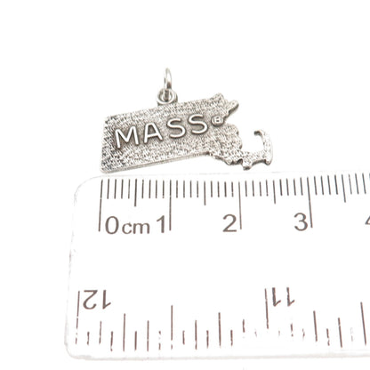 925 Sterling Silver Vintage Massachusetts State Map Mini Charm Pendant