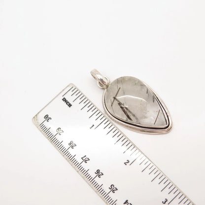 925 Sterling Silver Vintage Real Rutilated Quartz Pendant