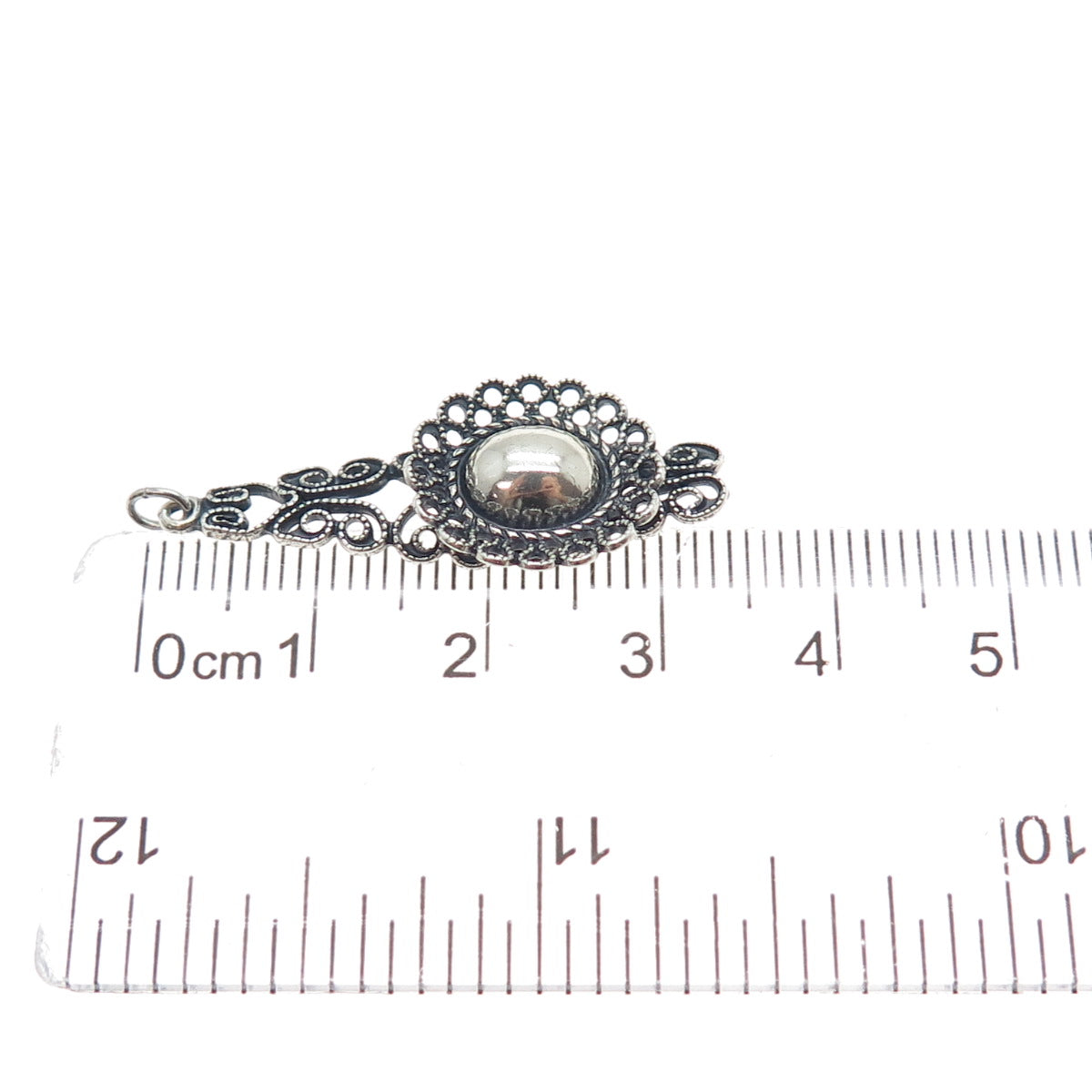 925 Sterling Silver Antique Flower & Butterfly Filigree Oxidized Charm Pendant
