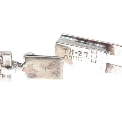 925 Sterling Silver Vintage Mexico Modernist Bar Panel Link Bracelet 7"