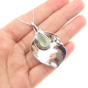 HAGIT GORALI Sterling Silver Vintage Israel Real Prehnite Modernist Necklace 18"