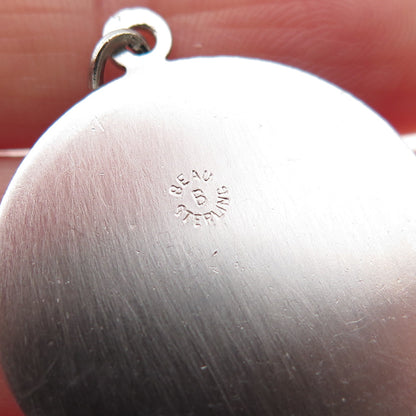 BEAU 925 Sterling Silver Vintage Diploma Round Tag Charm Pendant