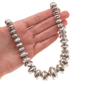 Old Pawn 925 Sterling Silver Vintage Graduated Navajo Pearls Chain Necklace 28"