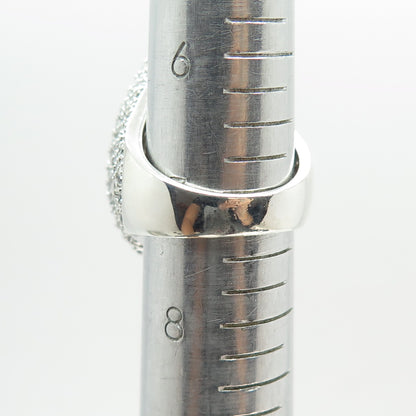 925 Sterling Silver Checkered Nano Garnet C Z Teardrop Statement Ring Size 7.25