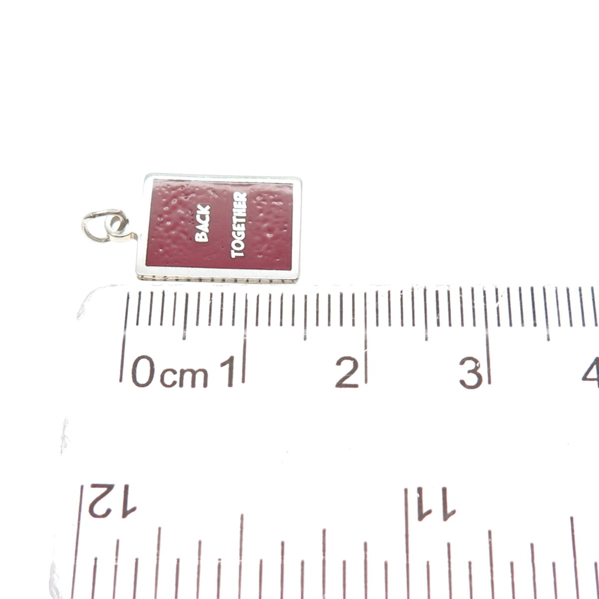925 Sterling Silver Red Enamel Back Together Minimalist Charm Pendant
