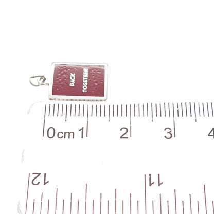 925 Sterling Silver Red Enamel Back Together Minimalist Charm Pendant