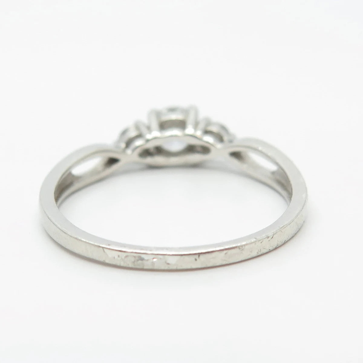 925 Sterling Silver C Z Three-Stone Ring Size 8.75