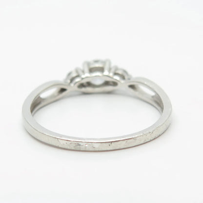 925 Sterling Silver C Z Three-Stone Ring Size 8.75