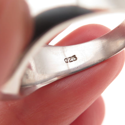 925 Sterling Silver Vintage Real Black Onyx Signet Ring Size 10