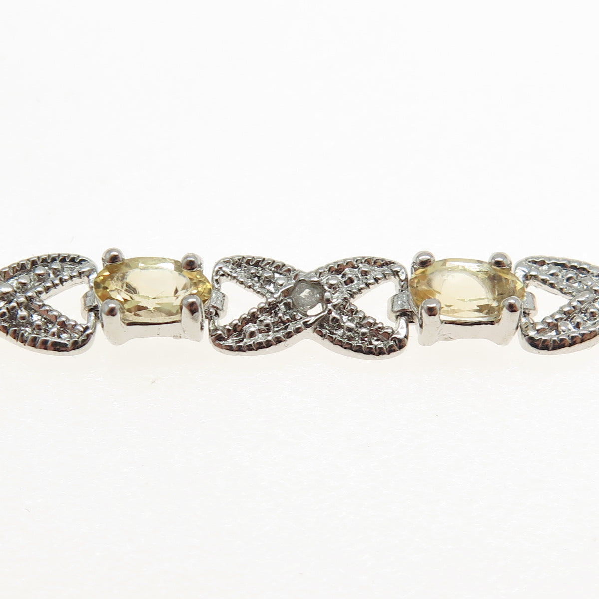 DEE BERKLEY JEWELRY Sterling Silver Diamond Accent & Citrine "X" Bracelet 7.25"